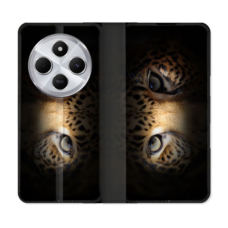 Housse Cuir Portefeuille Pour Xiaomi Redmi 14C 4G Animal Leopard Yeux