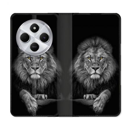 Housse Cuir Portefeuille Pour Xiaomi Redmi 14C 4G Animal Lion Majestueux