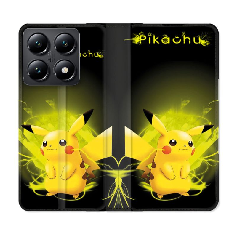Housse Cuir Portefeuille Pour Xiaomi 14T Pokemon Pikachu Eclair