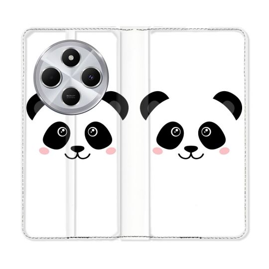 Housse Cuir Portefeuille Pour Xiaomi Redmi 14C 4G Animal Panda Blanc