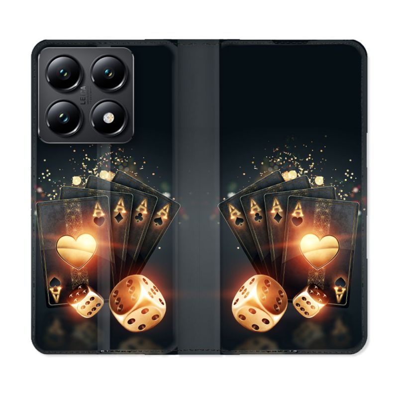 Housse Cuir Portefeuille Pour Xiaomi 14T Poker Des