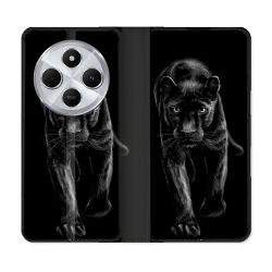 Housse Cuir Portefeuille Pour Xiaomi Redmi 14C 4G Animal Panthère Noire