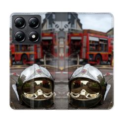 Housse Cuir Portefeuille Pour Xiaomi 14T Pompier Casque Camion