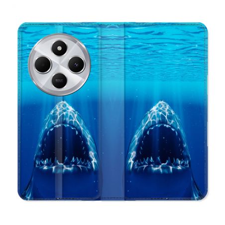 Housse Cuir Portefeuille Pour Xiaomi Redmi 14C 4G Animal Requin Dent