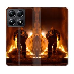 Housse Cuir Portefeuille Pour Xiaomi 14T Pompier Escalier