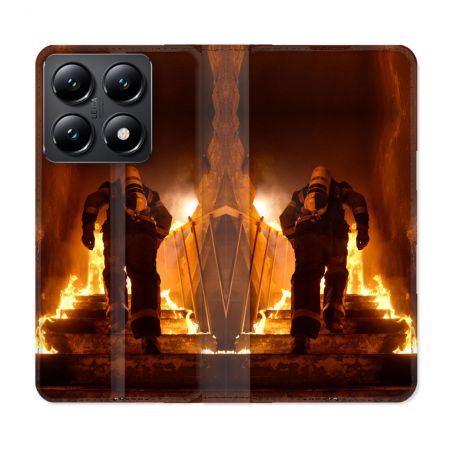 Housse Cuir Portefeuille Pour Xiaomi 14T Pompier Escalier