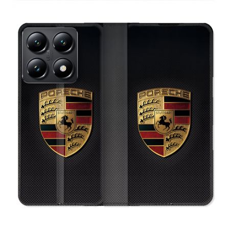 Housse Cuir Portefeuille Pour Xiaomi 14T Porsche Carbone