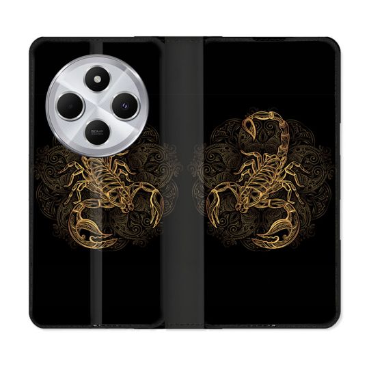 Housse Cuir Portefeuille Pour Xiaomi Redmi 14C 4G Animal Scorpion Fresque