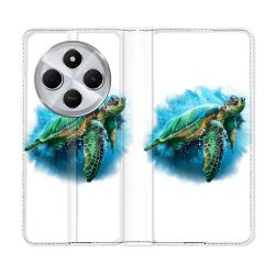 Housse Cuir Portefeuille Pour Xiaomi Redmi 14C 4G Animal Tortue Blanche multicolore