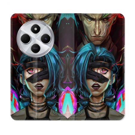 Housse Cuir Portefeuille Pour Xiaomi Redmi 14C 4G Arcane Jynx Bleu