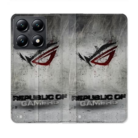 Housse Cuir Portefeuille Pour Xiaomi 14T ROG Gris