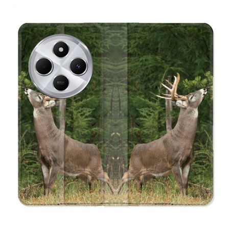 Housse Cuir Portefeuille Pour Xiaomi Redmi 14C 4G Chasse Cerf