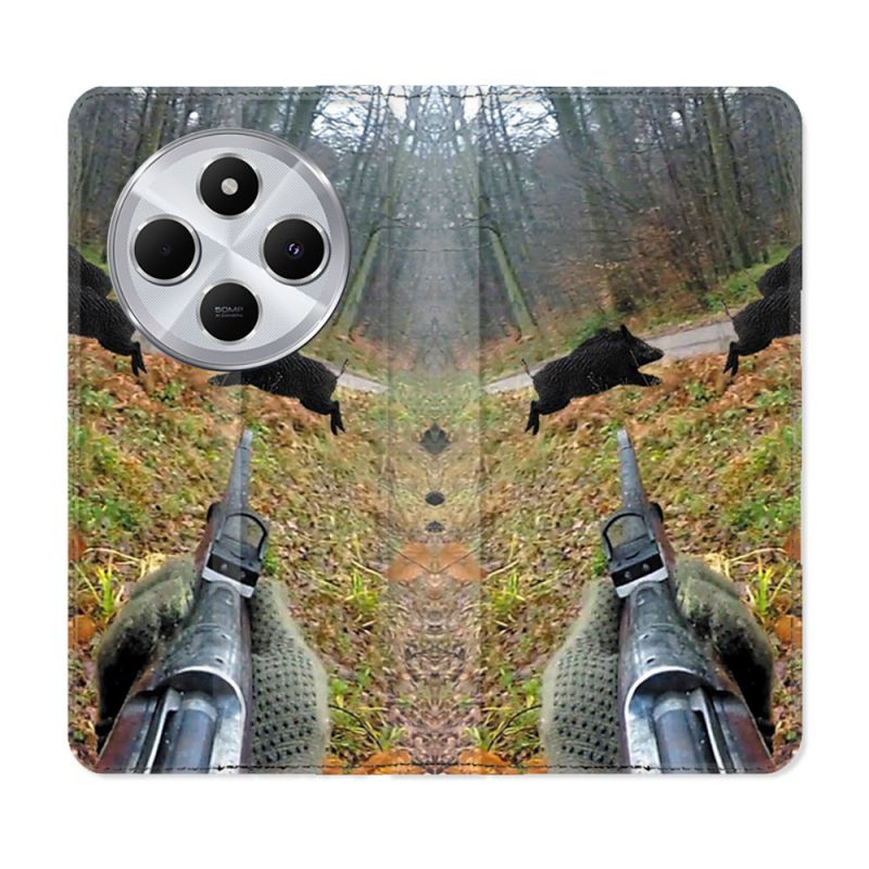 Housse Cuir Portefeuille Pour Xiaomi Redmi 14C 4G Chasse Vision Tir