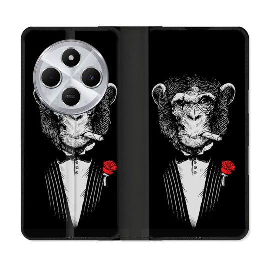 Housse Cuir Portefeuille Pour Xiaomi Redmi 14C 4G Decale Singe Mafia