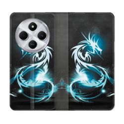 Housse Cuir Portefeuille Pour Xiaomi Redmi 14C 4G Fantastique Dragon Bleu