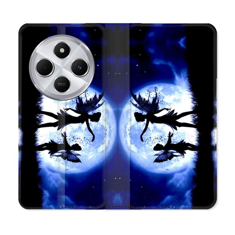 Housse Cuir Portefeuille Pour Xiaomi Redmi 14C 4G Fantastique Fee Lune