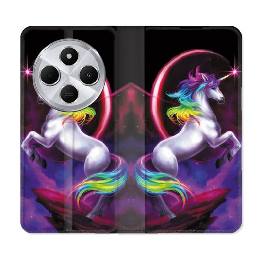 Housse Cuir Portefeuille Pour Xiaomi Redmi 14C 4G Fantastique Licorne Arc en ciel