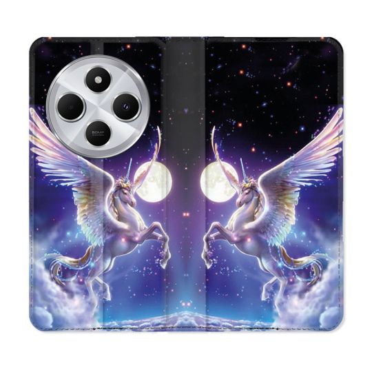 Housse Cuir Portefeuille Pour Xiaomi Redmi 14C 4G Fantastique Licorne Céleste