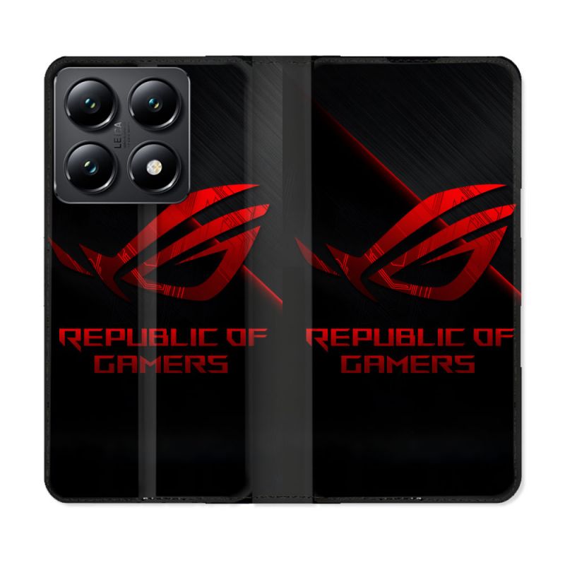 Housse Cuir Portefeuille Pour Xiaomi 14T ROG Rouge