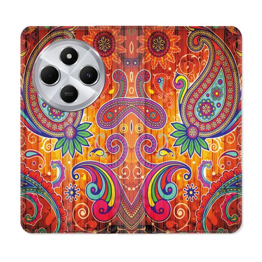 Housse Cuir Portefeuille Pour Xiaomi Redmi 14C 4G Fleur Psychedelic