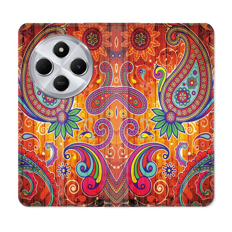 Housse Cuir Portefeuille Pour Xiaomi Redmi 14C 4G Fleur Psychedelic