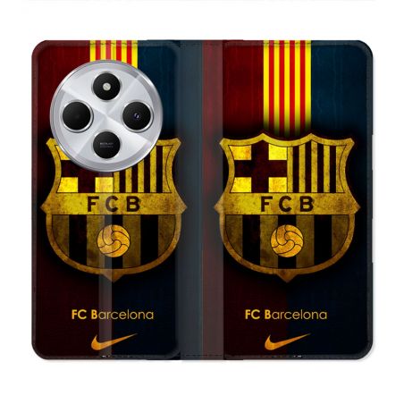 Housse Cuir Portefeuille Pour Xiaomi Redmi 14C 4G Foot FC Barcelone Vintage