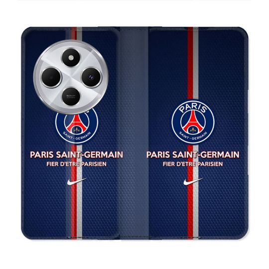 Housse Cuir Portefeuille Pour Xiaomi Redmi 14C 4G Foot PSG Fier