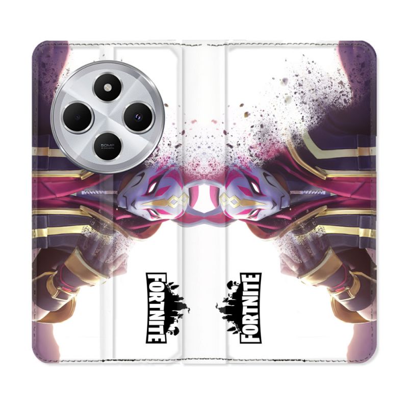 Housse Cuir Portefeuille Pour Xiaomi Redmi 14C 4G Fortnite Blanc