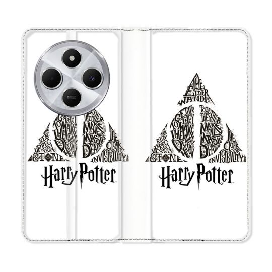 Housse Cuir Portefeuille Pour Xiaomi Redmi 14C 4G Harry Potter Hollows triangle Blanc