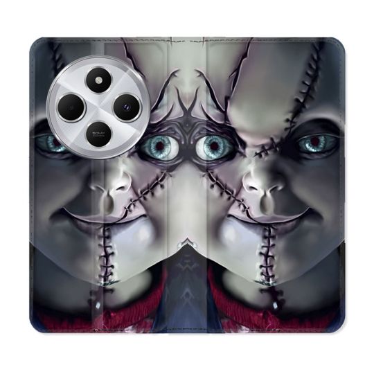 Housse Cuir Portefeuille Pour Xiaomi Redmi 14C 4G Horreur Chucky Cicatrice