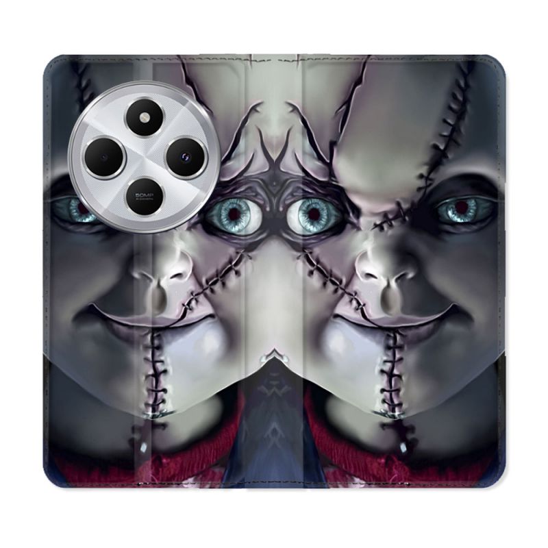 Housse Cuir Portefeuille Pour Xiaomi Redmi 14C 4G Horreur Chucky Cicatrice