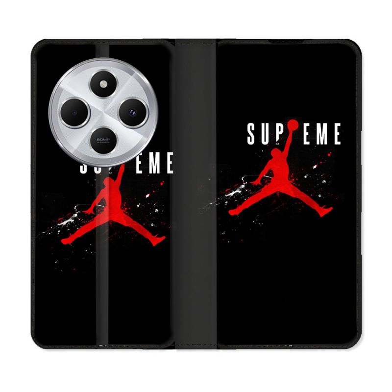Housse Cuir Portefeuille Pour Xiaomi Redmi 14C 4G Jordan Supreme Noir