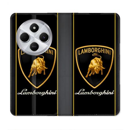 Housse Cuir Portefeuille Pour Xiaomi Redmi 14C 4G Lamborghini Carbone
