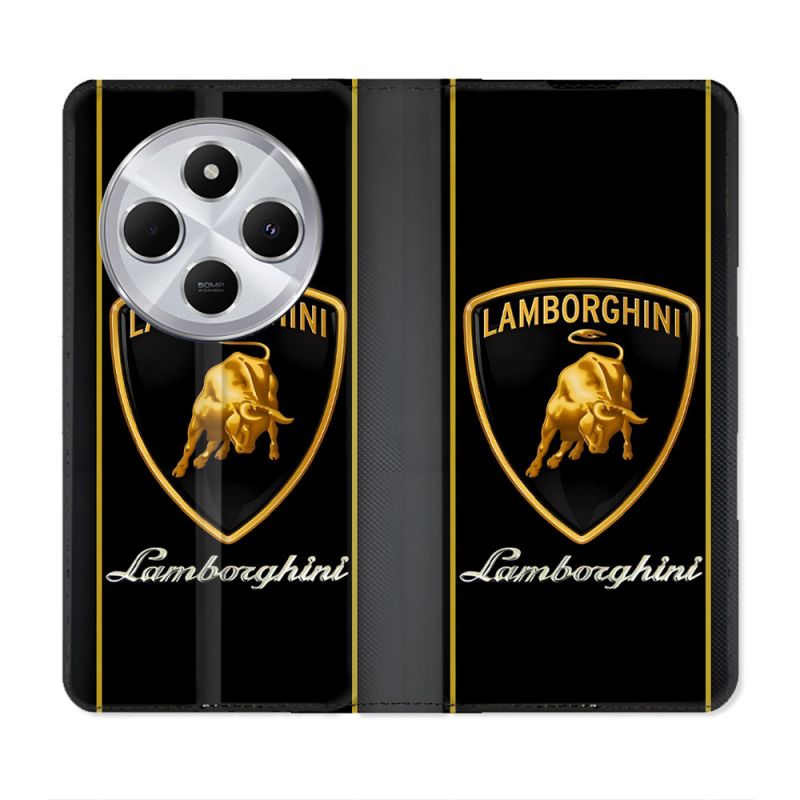 Housse Cuir Portefeuille Pour Xiaomi Redmi 14C 4G Lamborghini Carbone