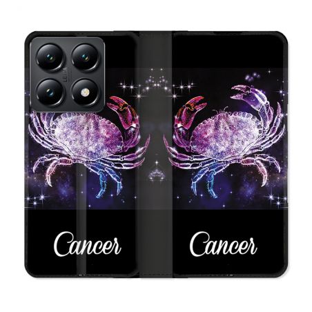 Housse Cuir Portefeuille Pour Xiaomi 14T Signe Zodiaque 2 Cancer