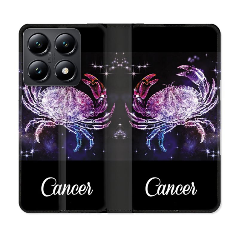 Housse Cuir Portefeuille Pour Xiaomi 14T Signe Zodiaque 2 Cancer