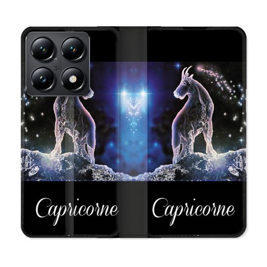 Housse Cuir Portefeuille Pour Xiaomi 14T Signe Zodiaque 2 Capricorne