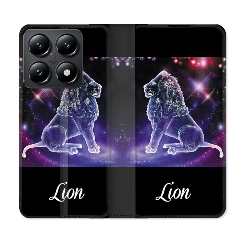 Housse Cuir Portefeuille Pour Xiaomi 14T Signe Zodiaque 2 Lion