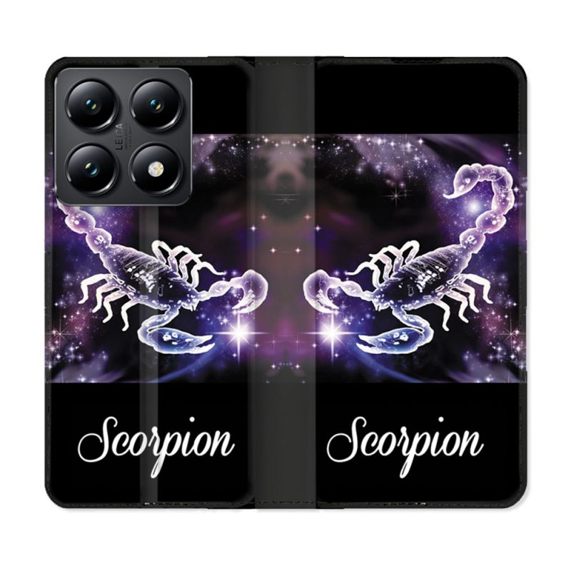 Housse Cuir Portefeuille Pour Xiaomi 14T Signe Zodiaque 2 Scorpion