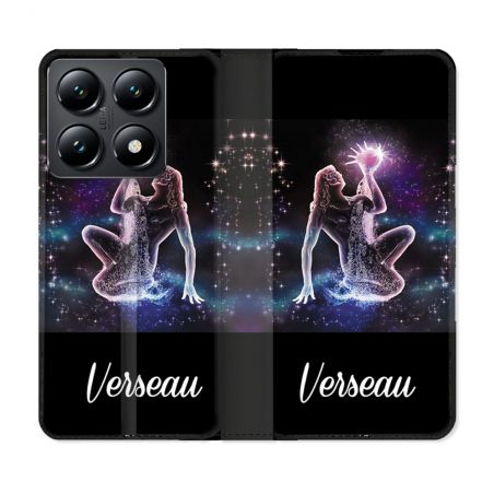 Housse Cuir Portefeuille Pour Xiaomi 14T Signe Zodiaque 2 Verseau