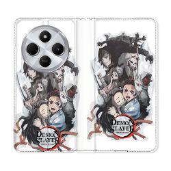 Housse Cuir Portefeuille Pour Xiaomi Redmi 14C 4G Manga Demon Slayer Blanc
