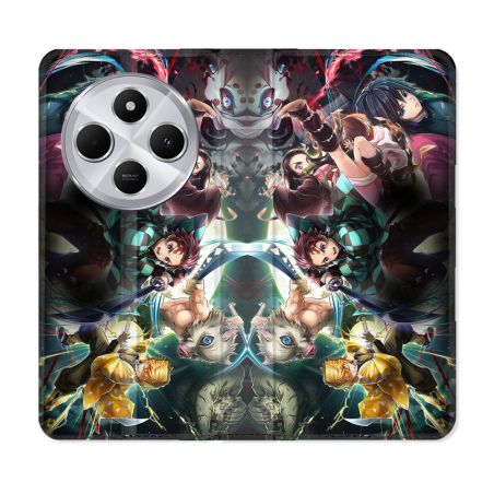 Housse Cuir Portefeuille Pour Xiaomi Redmi 14C 4G Manga Demon Slayer Groupe