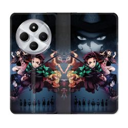 Housse Cuir Portefeuille Pour Xiaomi Redmi 14C 4G Manga Demon Slayer Noir