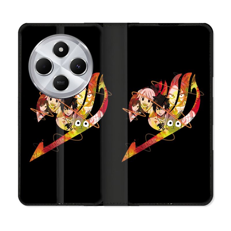 Housse Cuir Portefeuille Pour Xiaomi Redmi 14C 4G Manga Fairy Tail Logo Noir