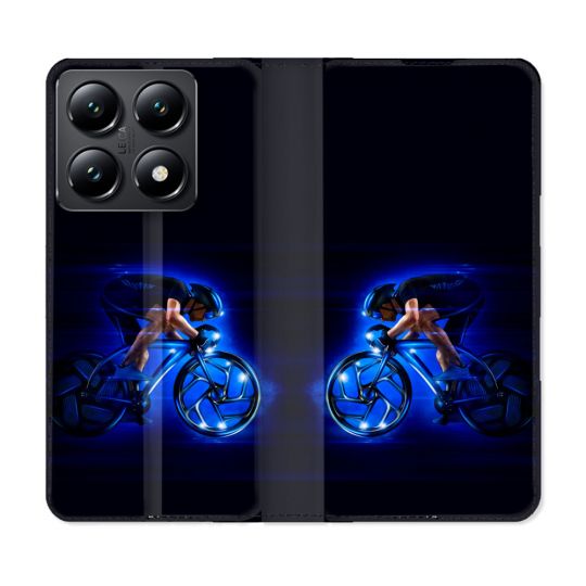 Housse Cuir Portefeuille Pour Xiaomi 14T Sport Cyclisme Bleu