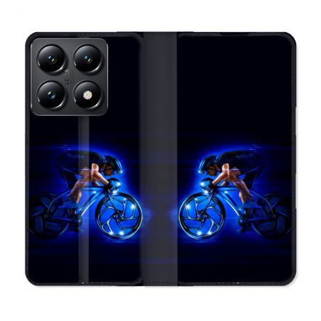 Housse Cuir Portefeuille Pour Xiaomi 14T Sport Cyclisme Bleu