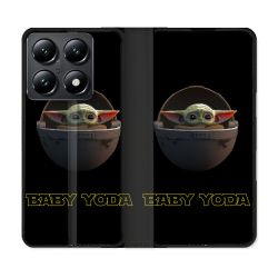 Housse Cuir Portefeuille Pour Xiaomi 14T Star Wars - Yoda bebe noir