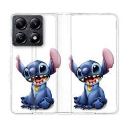 Housse Cuir Portefeuille Pour Xiaomi 14T Stitch Blanc
