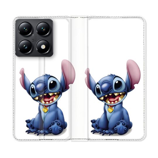 Housse Cuir Portefeuille Pour Xiaomi 14T Stitch Blanc