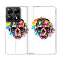 Housse Cuir Portefeuille Pour Xiaomi 14T Tete de Mort Tag